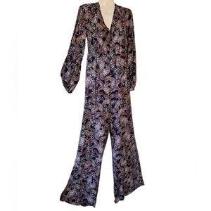 Anthropologie x Kachel NEW Wide Leg Jumpsuit Dark Floral Size 8 Whimsigoth